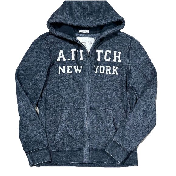 Y2K Abercrombie & Fitch Muscle Grunge Skateboard Mens Medium Zip Up Hoodie - Picture 1 of 9